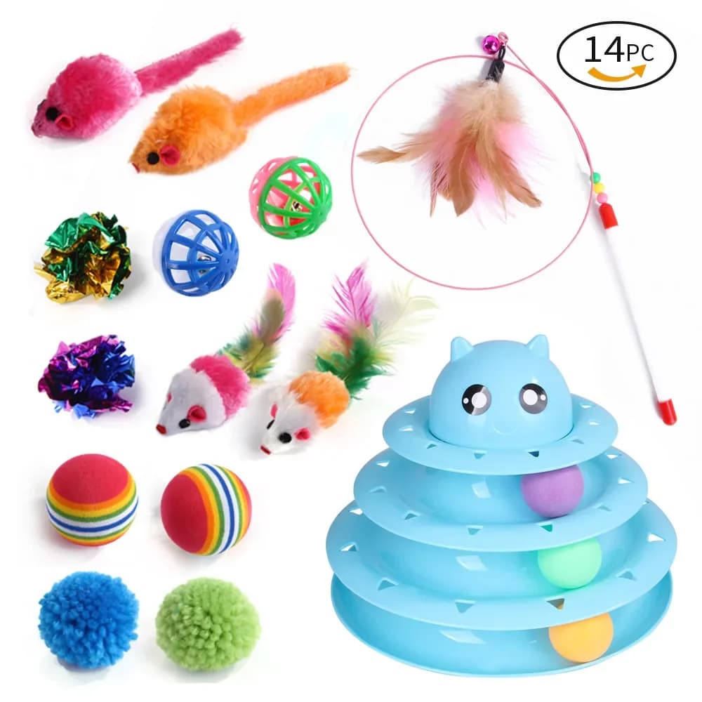 Kitten Toys Variety Cat Toy Combination Set Cat Toy Funny Cat Stick Sisal Mouse Bell Ball Cat Supplies 20 Pcs Set - image 4