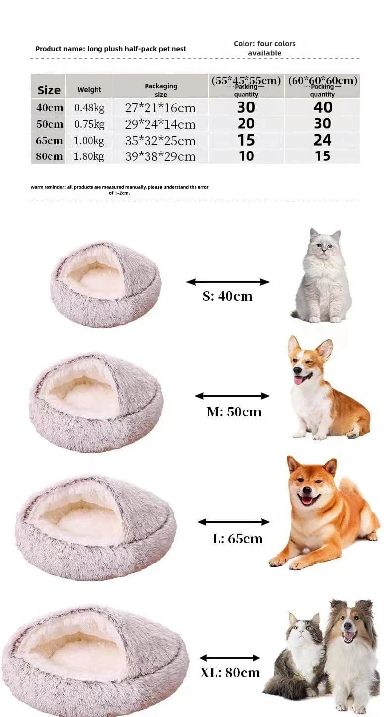 Autumn and Winter soft plush pet bed and pet bed Winter warm and cold plush comforter nest Shell cat nest semi-enclosed cat nest - image 6