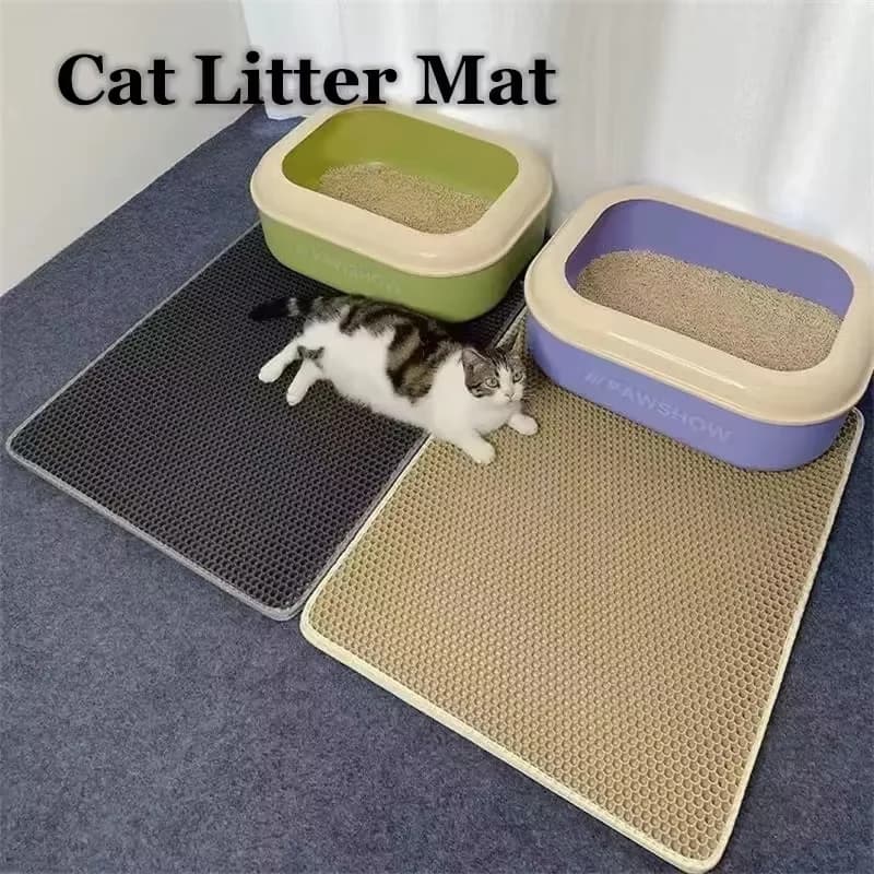 Double Layer Cat Litter Mat EVA Waterproof Cat Toilet Rug Litter Tray Sandboxes for Cat Litter Carpet Cat Litter Box Accessories - image 1