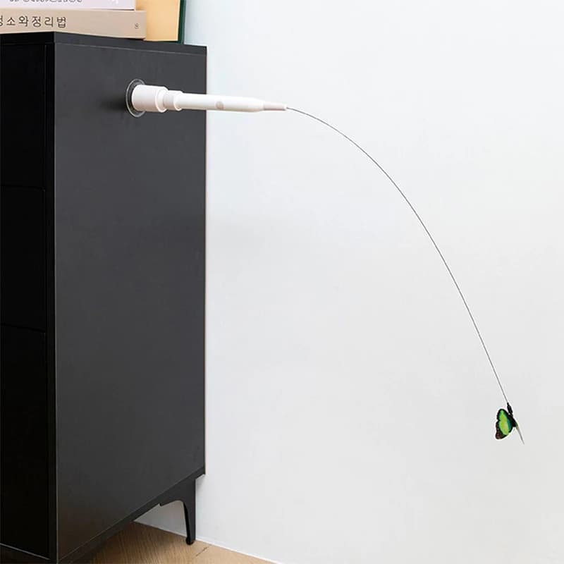 360° Rotating Cat Teasing Stick Butterfly Pattern Cat Funny Stick Detachable Handle Interaction Cat Teasing Stick Pet Supplies - image 3