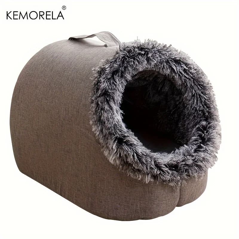 KEMORELA Winter Cat Bed Self-Warming Puppy House Cozy Cat Sleeping Cave Beds Indoor Kitten Nest Kennel Hut for Small Medium Cats - image 4