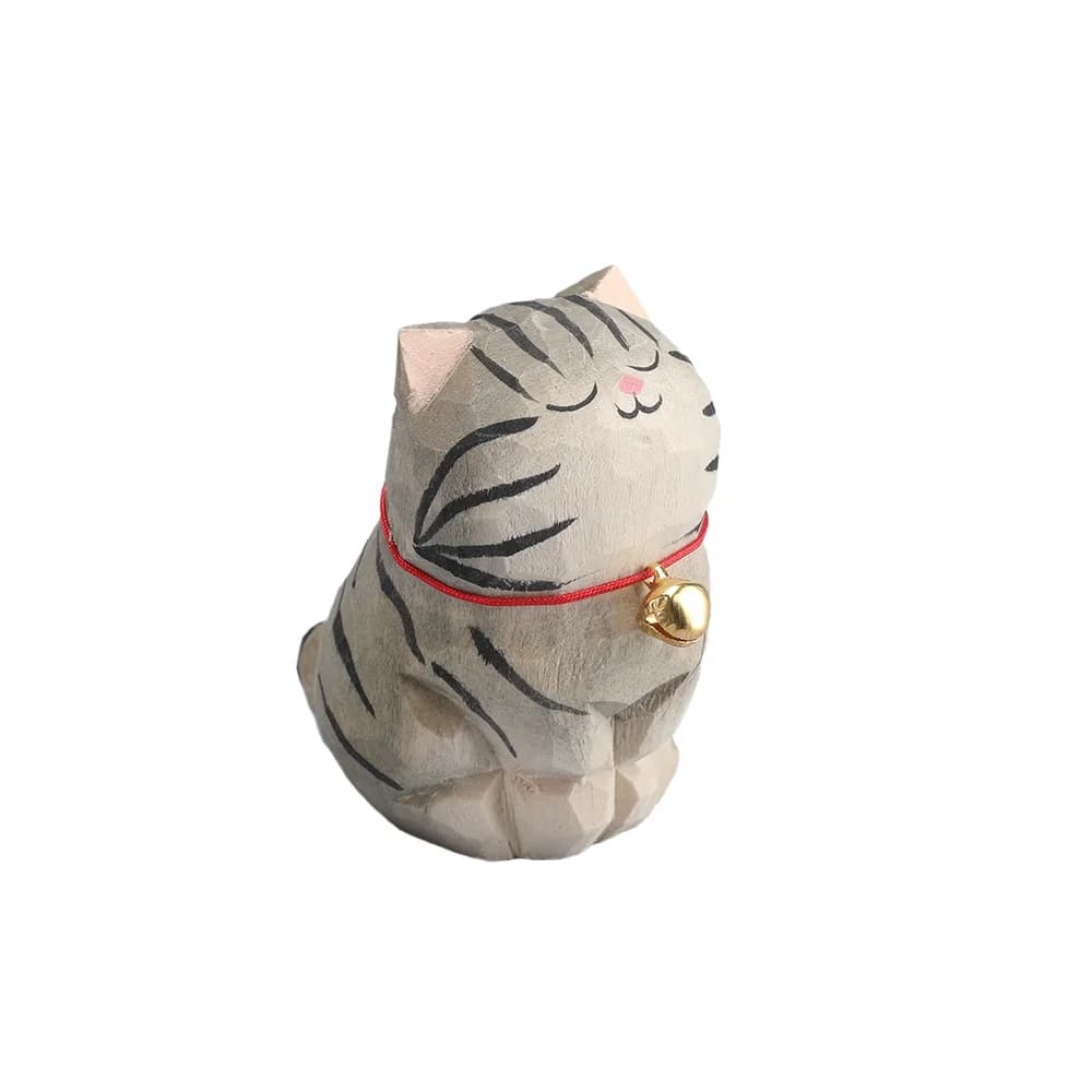 Christmas Decorations Handmade Wood Carving Kitten Ornaments Small Animal Desktop Wood Cat Decoration Crafts Birthday Gift - image 11