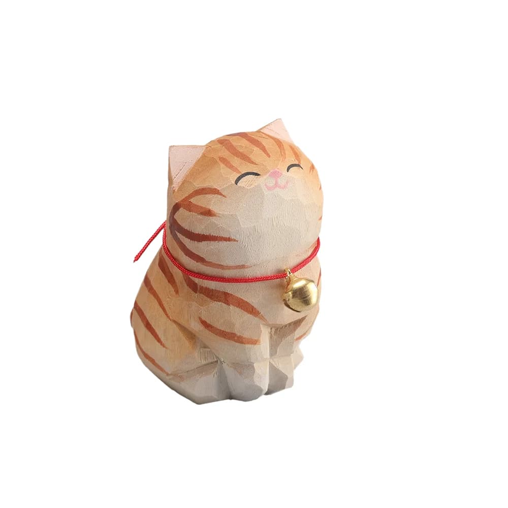 Christmas Decorations Handmade Wood Carving Kitten Ornaments Small Animal Desktop Wood Cat Decoration Crafts Birthday Gift - image 14