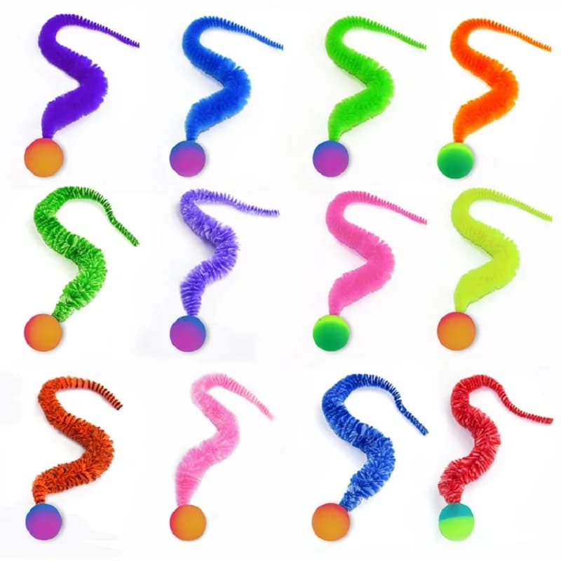 Cat Interactive Toys Tickle Cat Colorful Bouncing Ball Pet Supplies Puzzle Teasing Indoor Cat Worm Caterpillar Elastic Toy - image 2