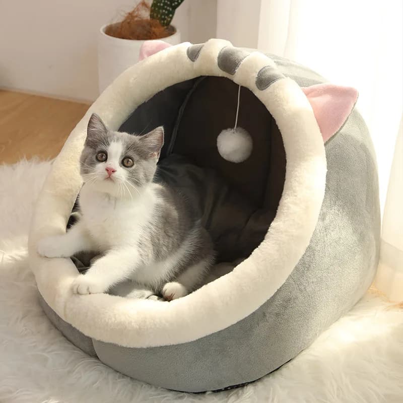 Pet Tent Cave Bed for Cats Small Dogs Self-Warming Cat Tent Bed Cat Hut Comfortable Pet Sleeping Bed Foldable Removable Washable - image 4