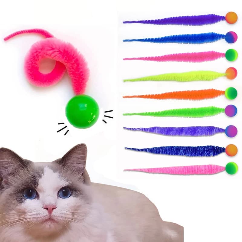 Cat Interactive Toys Tickle Cat Colorful Bouncing Ball Pet Supplies Puzzle Teasing Indoor Cat Worm Caterpillar Elastic Toy - image 1