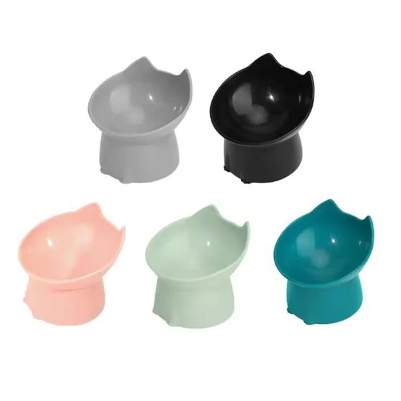 New cat bowl with long ears and high feet bowl with cat and dog neck protection and anti-overturning plastic raised pet bowl - image 5