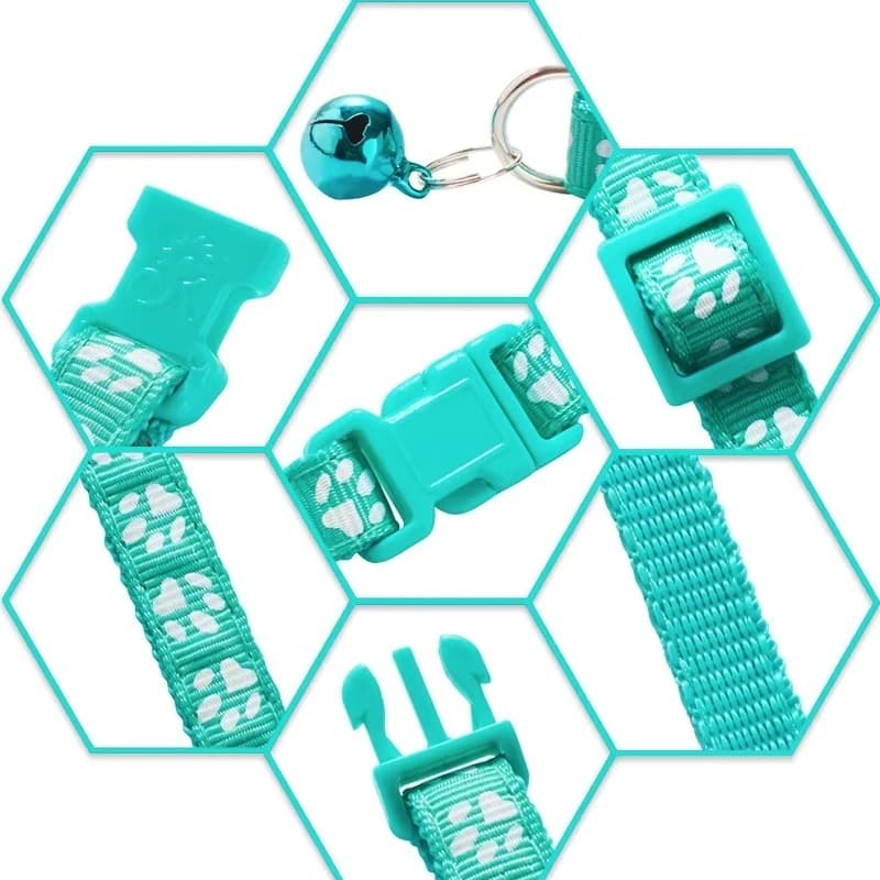 Pet Collar With Bell Cartoon Footprint Colorful Dog Puppy Cat Accessories Kitten Collar Adjustable Safety Bell Ring Necklace Pet - image 2