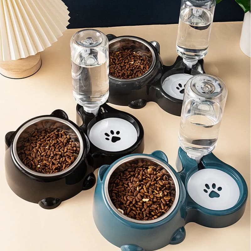 Automatic Pet Feeder and Water Dispenser, Integrated Feeding System for Cats and Dogs,No Battery or Power Needed, slanted mouth - image 1