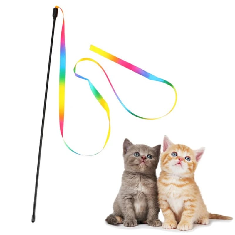 Pet Cat Toys Cute Funny Rainbow Strips Stick Cat Teaser Wand Pet Toys for Cats Interactive Toys Cat Supplies Pet Products - image 2