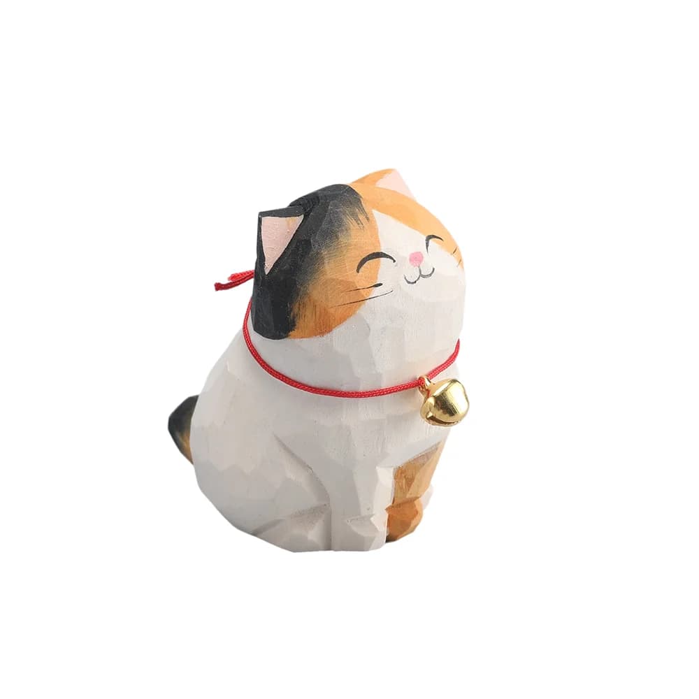 Christmas Decorations Handmade Wood Carving Kitten Ornaments Small Animal Desktop Wood Cat Decoration Crafts Birthday Gift - image 15