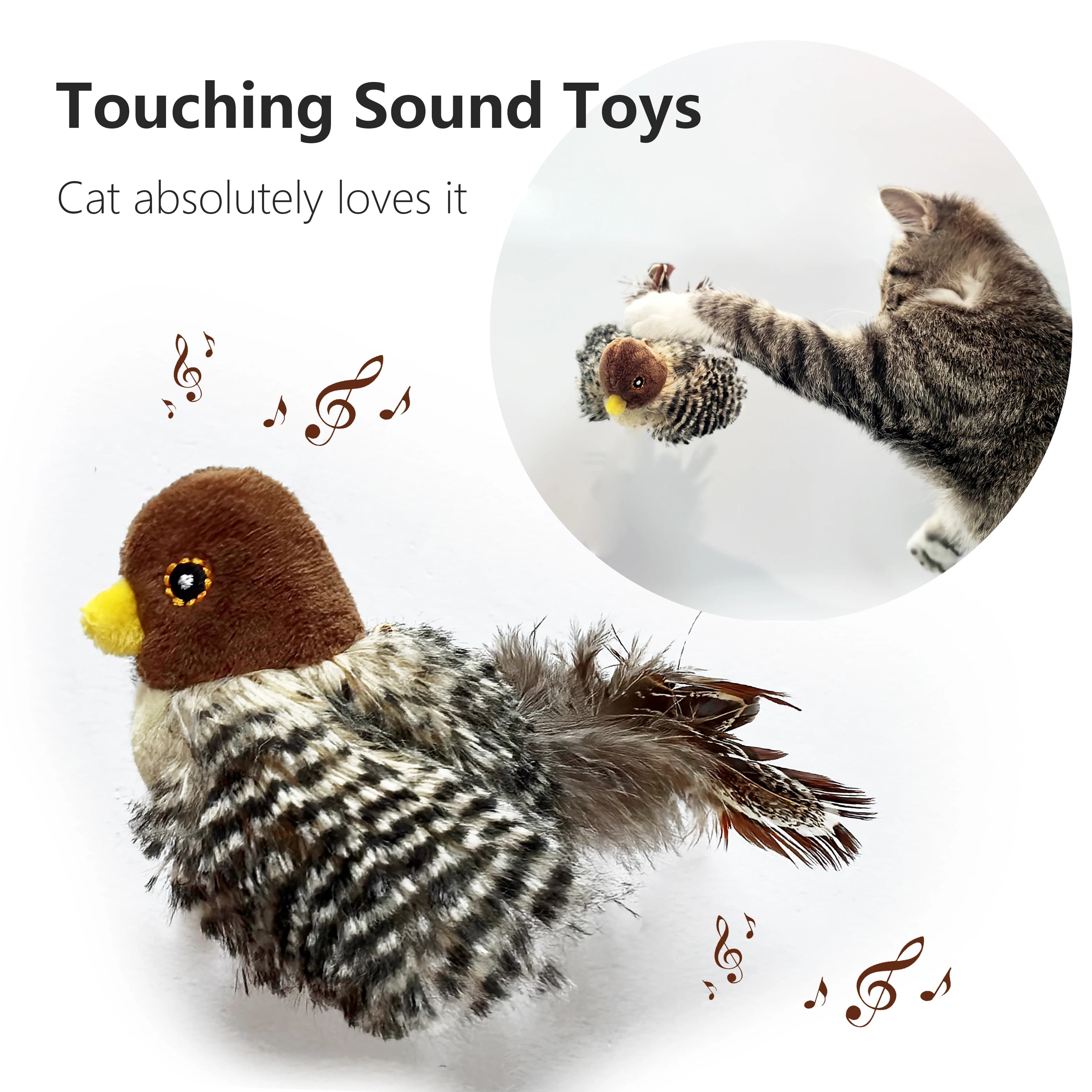 Interactive Cat Toys Electric Squeaky Simulation Bird Plush Cats Pets Teasing Toys with Feather Catnip Kitten Chirping Bird Toys - image 1