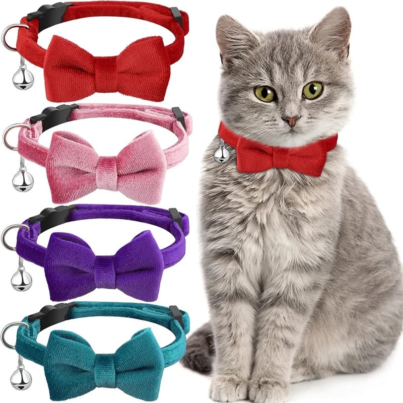 Pet Collars New Pet Bow Bell Collars Cute Cat Collars Pet Supplies Multicolor Adjustable Pets Dressing Tool Pets Accessories - image 1