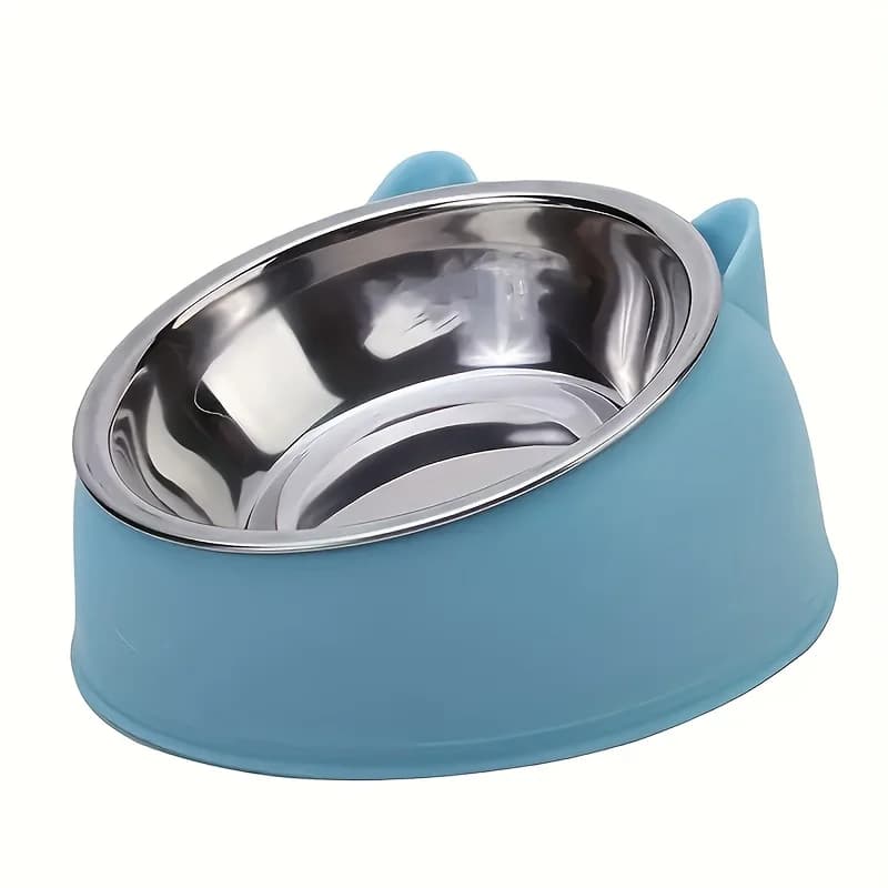 1pc Elevated Stainless Steel Cat Bowl, Inclined Food & Water Dish with Cute Ear Stand, Neck Protection Design for Cats - image 8