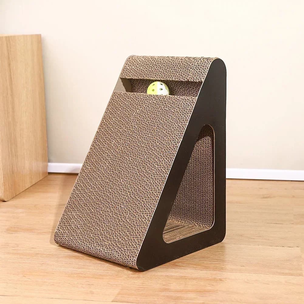 2 in 1 Cat Scratcher Cardboard Triangles Shaped Cat Scratching Board With Ball Wear-resistant Cat Clawing Board For Indoor Cat - image 4