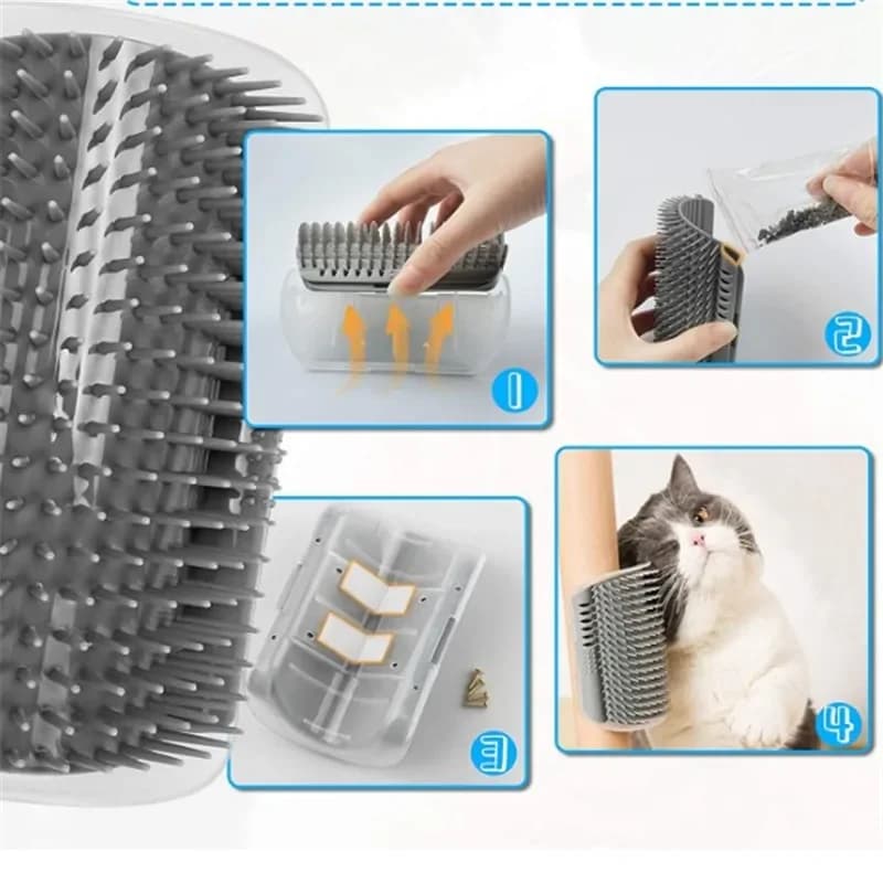 Cat Corner Brush Comb Massager for Cat Arch Plastic Scratcher Remove Hair Comb Grooming with Catnip Cat Self Cleaning Cat Supply - image 5