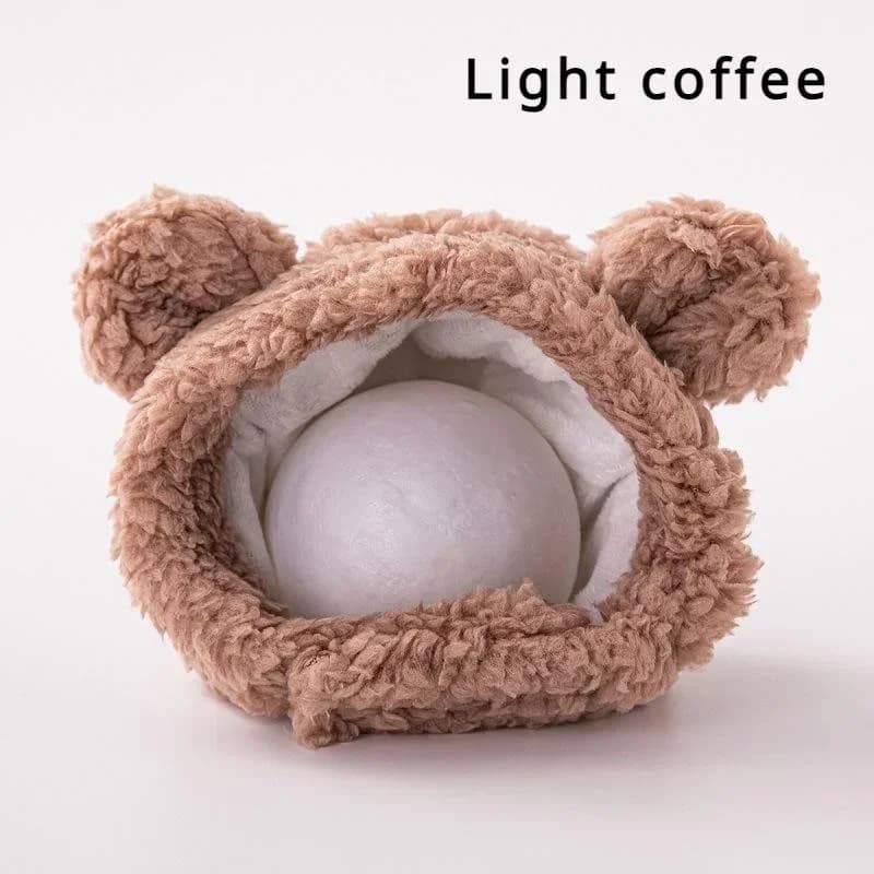 XS-L Size Soft Fluffy Pet Dog Hat Solid Pink Warm Hats For Cats Autumn Winter Bear Pet Head Accessories Cosplay Kitten Supplies - image 7