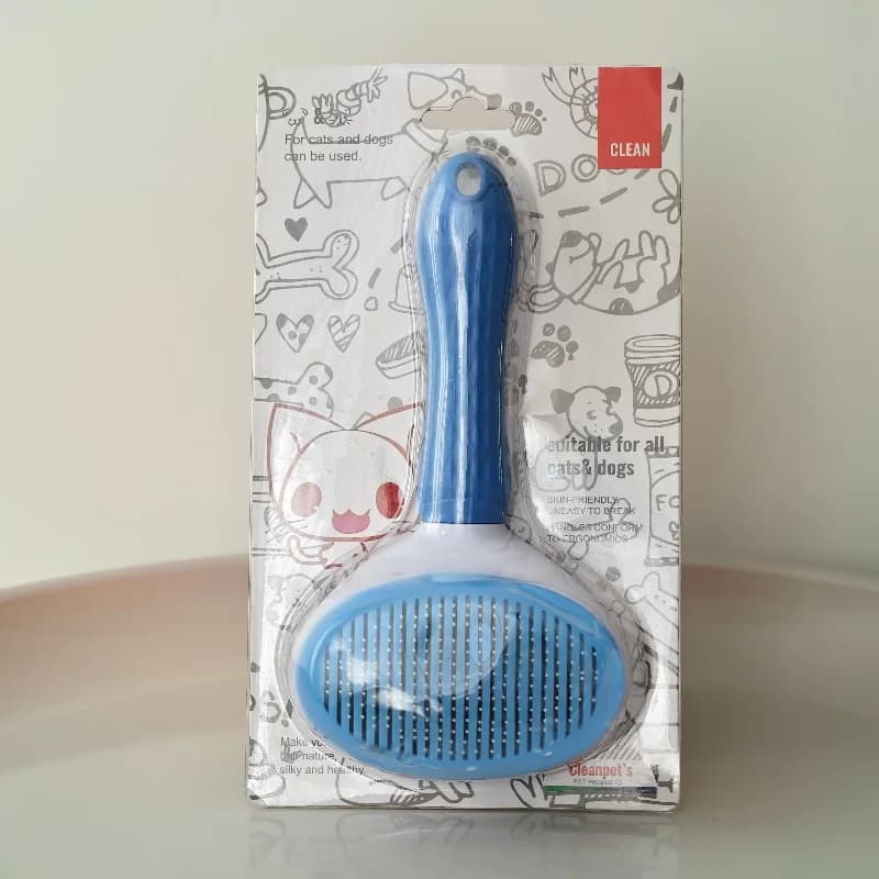 One-Click Cleaning Pet Hair Brush Plastic & Stainless Steel Needle Deshedding Tool for Dogs Cats, Easy Grooming Shedding Tool fo - image 1