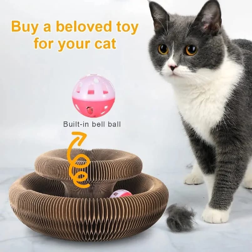 Kitten Curl Toy Foldable Magic Organ Cat Scratching Board Durable Recyclable Cardboard Cat Scratcher Cat Bed Interactive Scratch - image 3