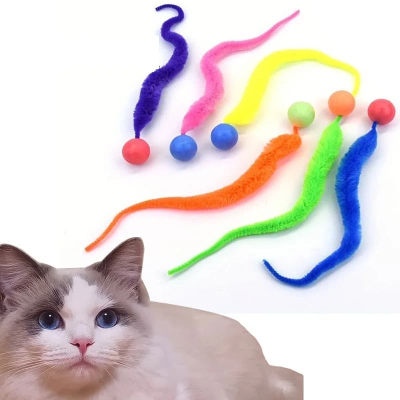 Cat Interactive Toys Tickle Cat Colorful Bouncing Ball Pet Supplies Puzzle Teasing Indoor Cat Worm Caterpillar Elastic Toy - image 5