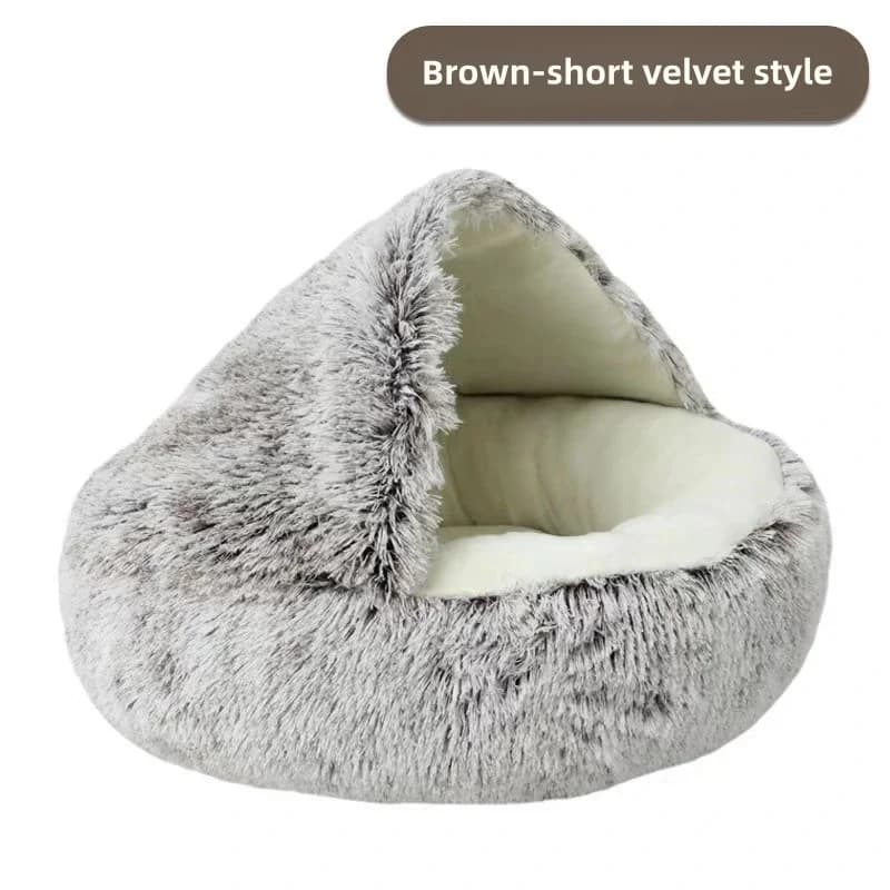 Autumn and Winter soft plush pet bed and pet bed Winter warm and cold plush comforter nest Shell cat nest semi-enclosed cat nest - image 7