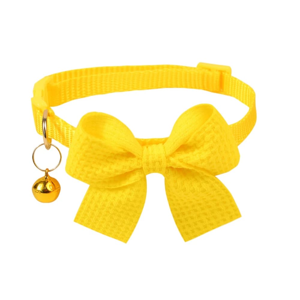 New Waffle Bow Pet Collar Simple Cute Cat Collar Adjustable Yorkshire Chihuahua Small Dog Collar All-match Pet Accessories - image 6