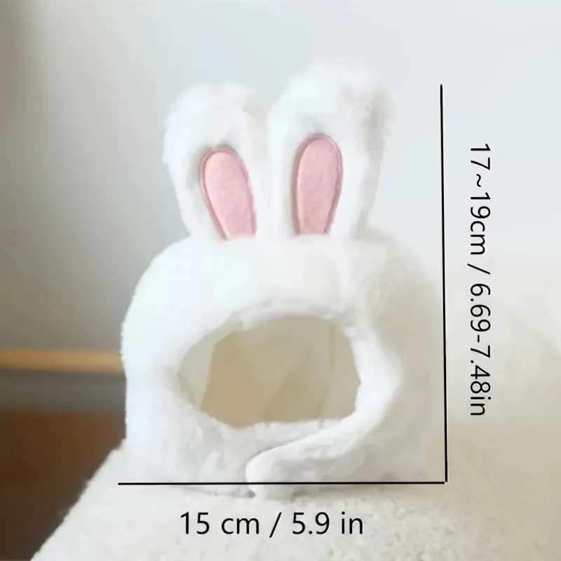 1pc Bunny Ears Cat Hat Themed Pet Costume Knit Fabric Set Comfortable Polyester Pullover Headwear for Cats & Small Dogs - image 3