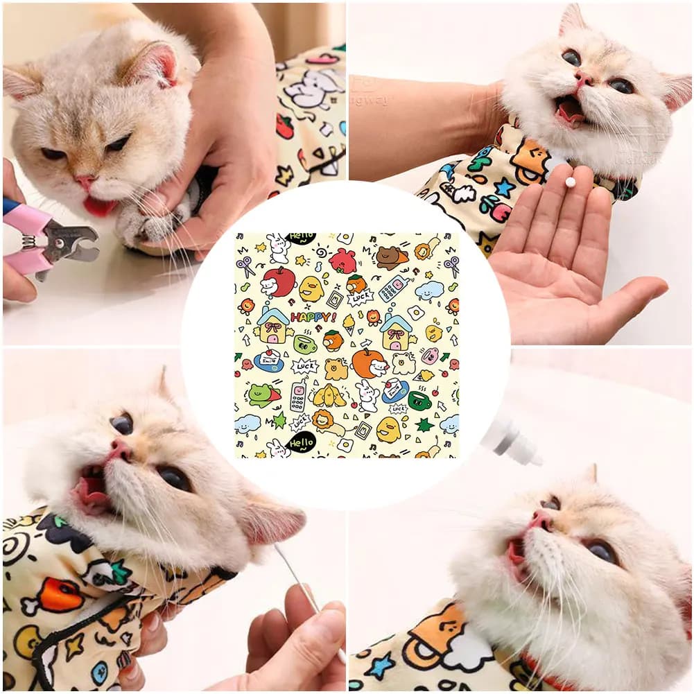 Cat Restraint Wrap Self-Adherent Cat Grooming Wrap Anti-Bite Anti-Scratch Anti-Escape Cat Swaddle Wrap for Cats and Dogs - image 6