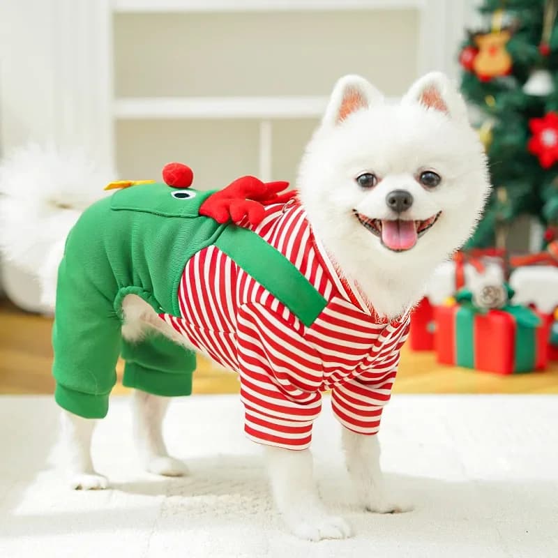 Christmas Pet Dogs Cats Coats Dress Up Costume Elk Pocket Sweatshirt Teddy Bichon Puppy Kitten Vest Xmas Warmer Pets Clothes - image 5