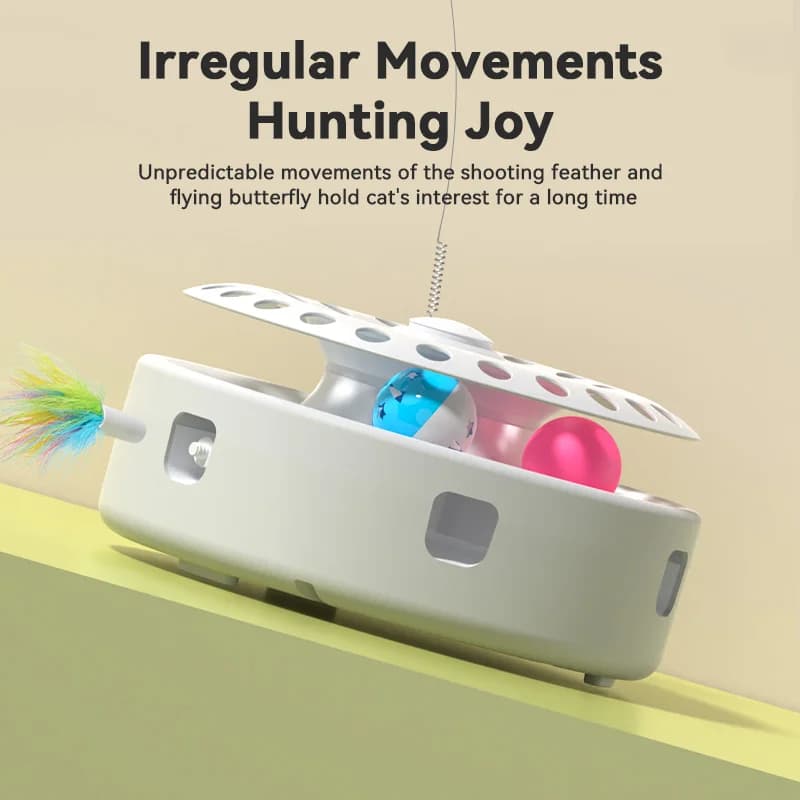 ROJECO Automatic Cat Toys 3 in 1 Wireless Kitten Toy With Cat Teasing Stick Ambush Feather Track Ball Adjustable Interactive Toy - image 5