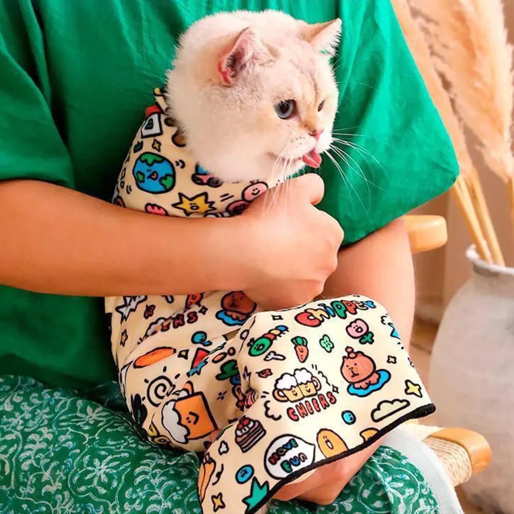 Cat Restraint Wrap Self-Adherent Cat Grooming Wrap Anti-Bite Anti-Scratch Anti-Escape Cat Swaddle Wrap for Cats and Dogs - image 2