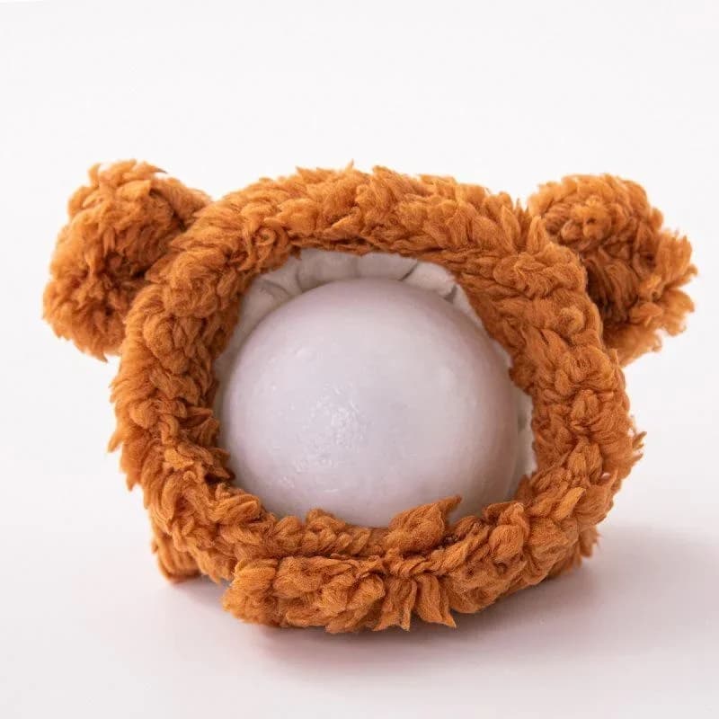 XS-L Size Soft Fluffy Pet Dog Hat Solid Pink Warm Hats For Cats Autumn Winter Bear Pet Head Accessories Cosplay Kitten Supplies - image 6