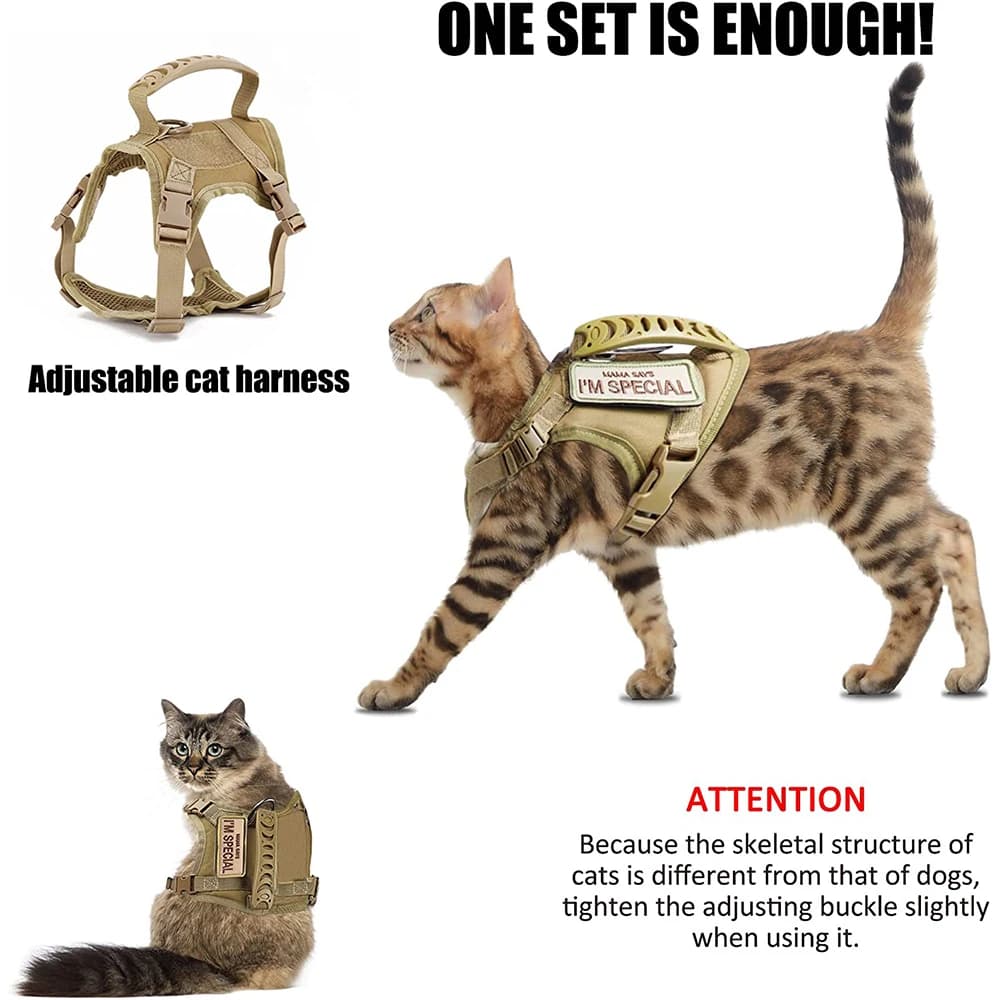 Tactical Cat Harness For Walking Escape Proof Adjustable Pet Vest Harness Soft Mesh With Control Handle For Large Cat Small Dog - image 5