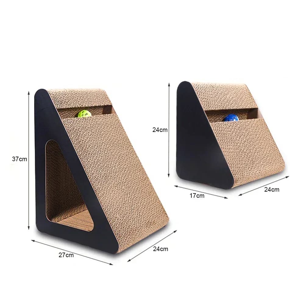 2 in 1 Cat Scratcher Cardboard Triangles Shaped Cat Scratching Board With Ball Wear-resistant Cat Clawing Board For Indoor Cat - image 6