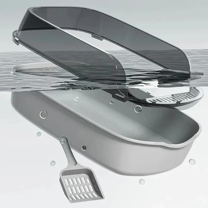 Semi-Enclosed Cat Litter Box Thickening Splash Proof and Easy Clean Toilet with Cat Litter Shovel Plastic Cleaning Cats Box - image 3