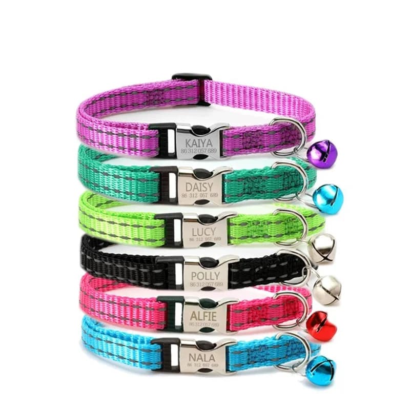 Free engraving content for cat collars with bells, night reflective nylon totoro ropes to prevent lost pet cat collars - image 3