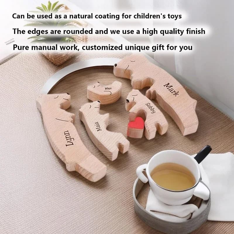 Art Wooden Bear Family Puzzle Personalized Name Custom Home Decor Thanksgiving Christmas Heartwarming Gift for Baby Mom - image 5