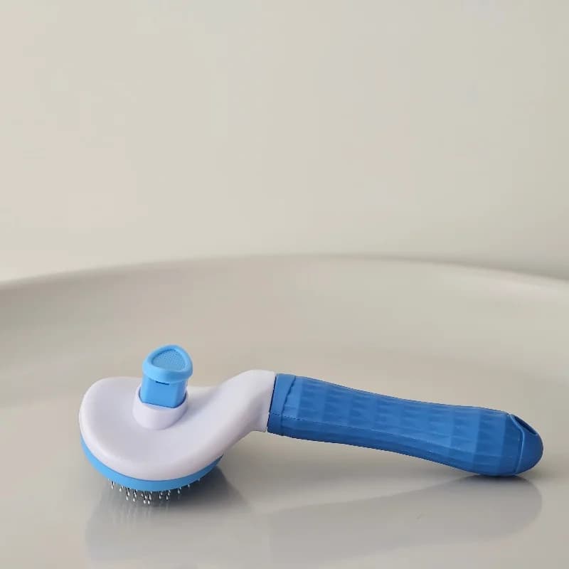 One-Click Cleaning Pet Hair Brush Plastic & Stainless Steel Needle Deshedding Tool for Dogs Cats, Easy Grooming Shedding Tool fo - image 3