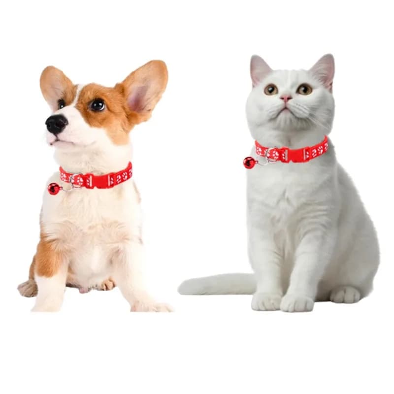 Pet Collar With Bell Cartoon Footprint Colorful Dog Puppy Cat Accessories Kitten Collar Adjustable Safety Bell Ring Necklace Pet - image 3