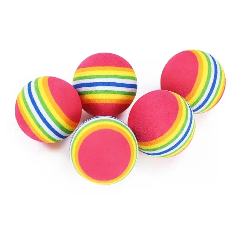 10PCS/5PCS Rainbow Cat Toys Ball Interactive Cat Dog Play Chewing Rattle Scratch Ball Training Cat Rainbow Ball Toy Pet Supplies - image 7