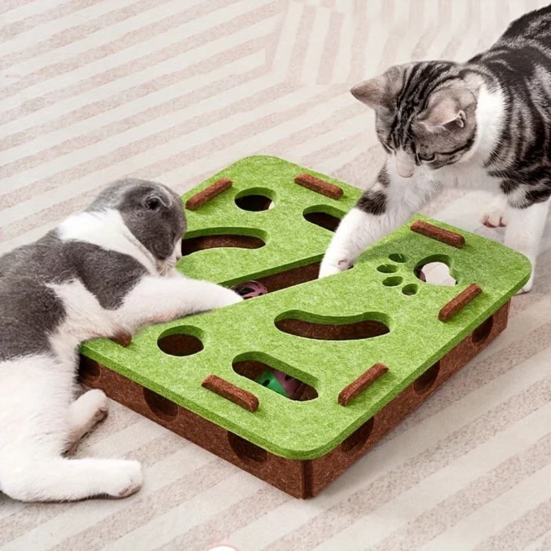Interactive Cat Puzzle Toy Felt Toy Box with Maze Tunnel Bell Ball Indoor Entertainment Cat Toy - image 3