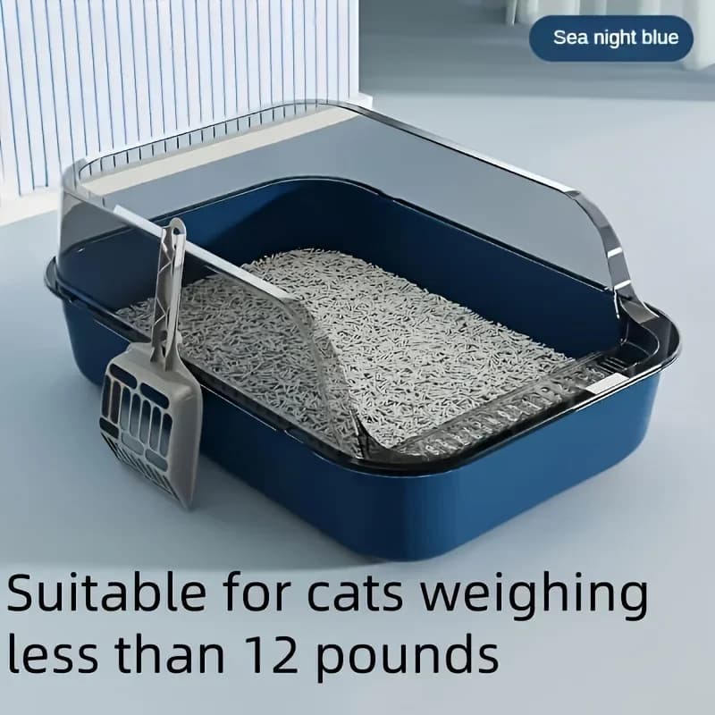 Semi-Enclosed Cat Litter Box Thickening Splash Proof and Easy Clean Toilet with Cat Litter Shovel Plastic Cleaning Cats Box - image 9