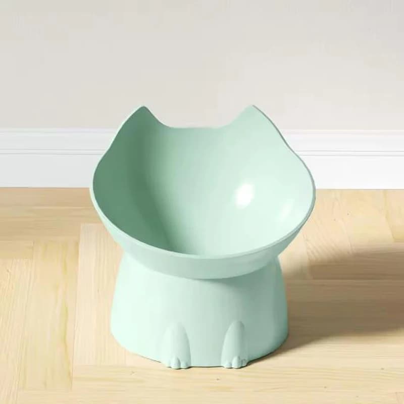 New cat bowl with long ears and high feet bowl with cat and dog neck protection and anti-overturning plastic raised pet bowl - image 7