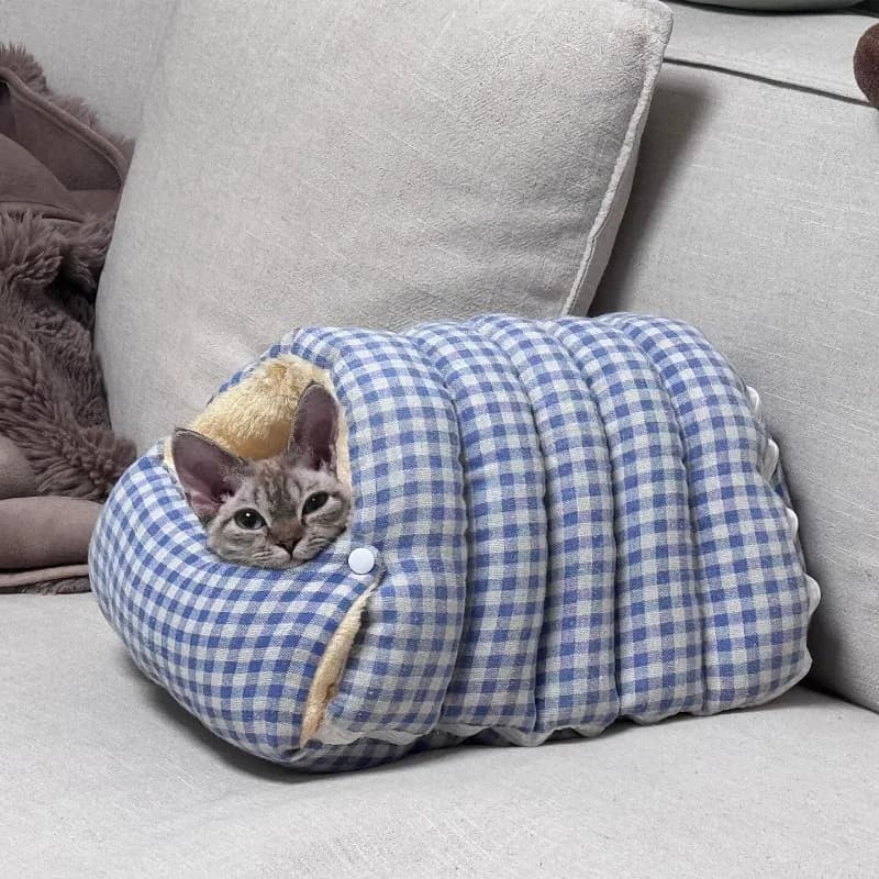 Winter Cat Dog House Closed Security Warm Plus Velvet Cold Cat Sleep Wrapped Pet Detachable Plaid Cover Small Pet Nest 4kg Cat - image 1
