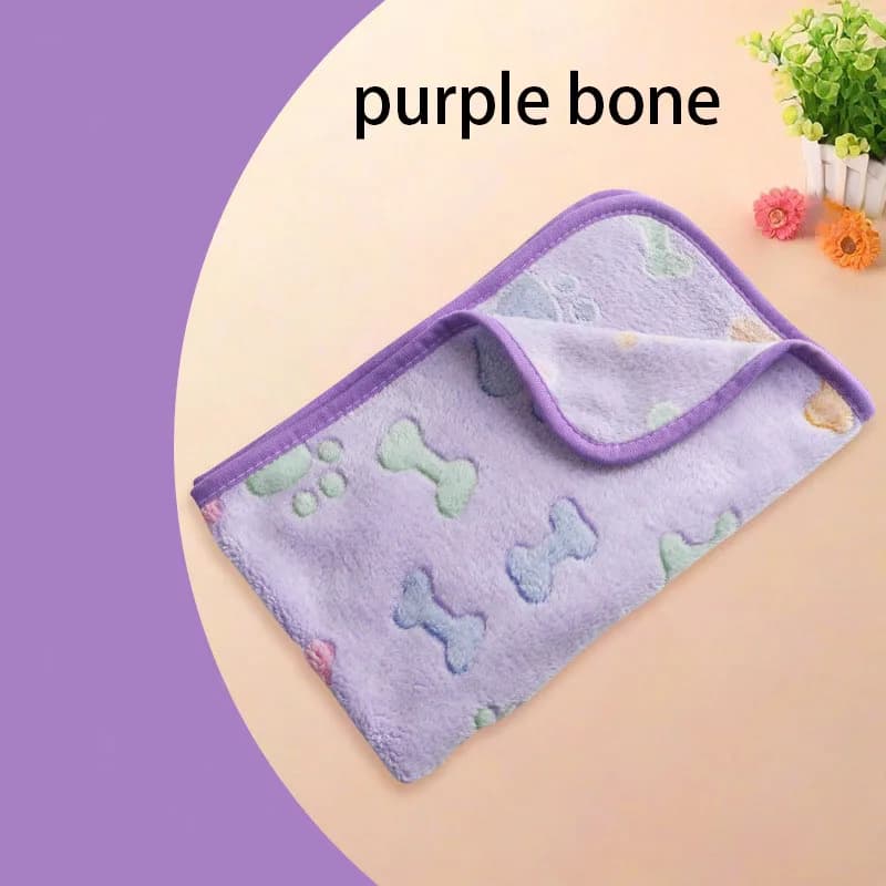 Winter Velvet Pet Sleeping Warm Blanket with Paw/Dot/Bone Pattern, Dog Cat Washing Towel, Fleece Soft Pet Blanket Pet Bed Mat - image 12