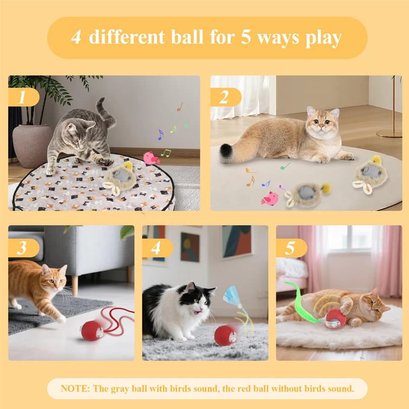 Interactive Cat Toys Ball Fast Rolling in Pouch Hide and Seek Kitten Toy Motion Activated Interactive Cat Toy for Indoor - image 6