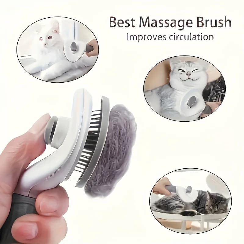 Easy-to-Clean Dog&Cat Grooming Brush-Gentle Hair Removal Massage Comb with One-Button Operation, Ideal for All Dog & Cat Breeds - image 3
