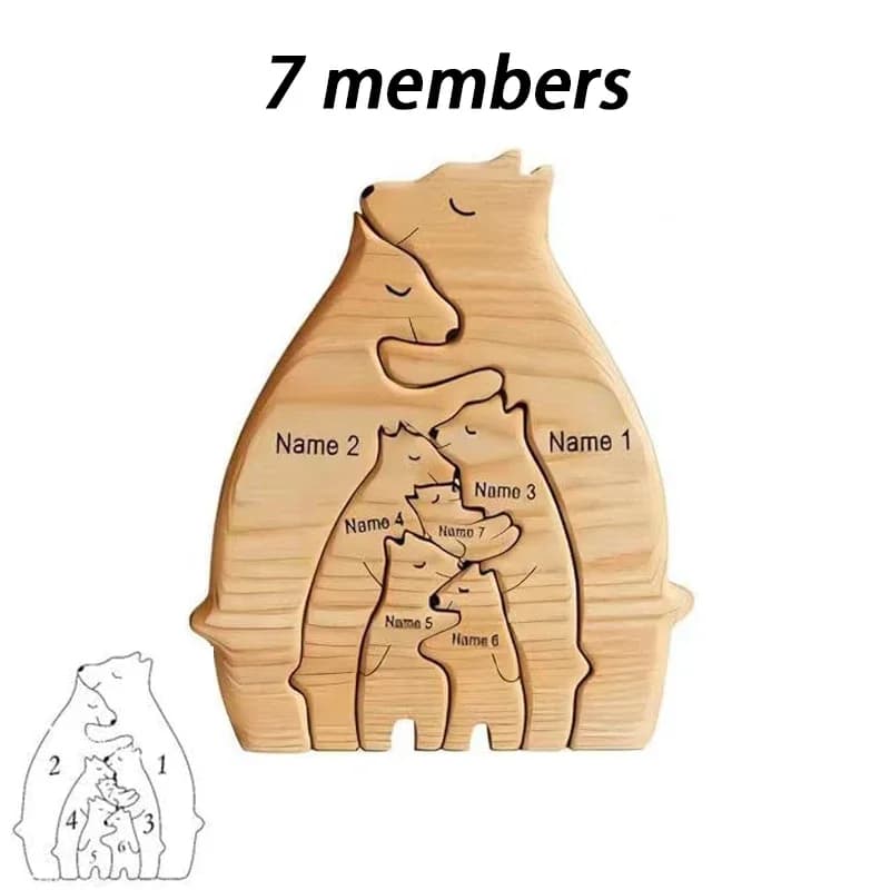 Art Wooden Bear Family Puzzle Personalized Name Custom Home Decor Thanksgiving Christmas Heartwarming Gift for Baby Mom - image 12