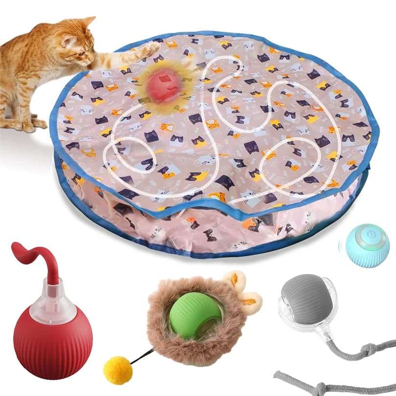 Interactive Cat Toys Ball Fast Rolling in Pouch Hide and Seek Kitten Toy Motion Activated Interactive Cat Toy for Indoor - image 1