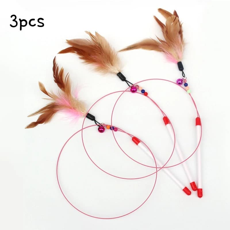 Interactive Cat Wand Toy with Feather-Style Tassel & Bell on Flexible Elastic Rod - image 13